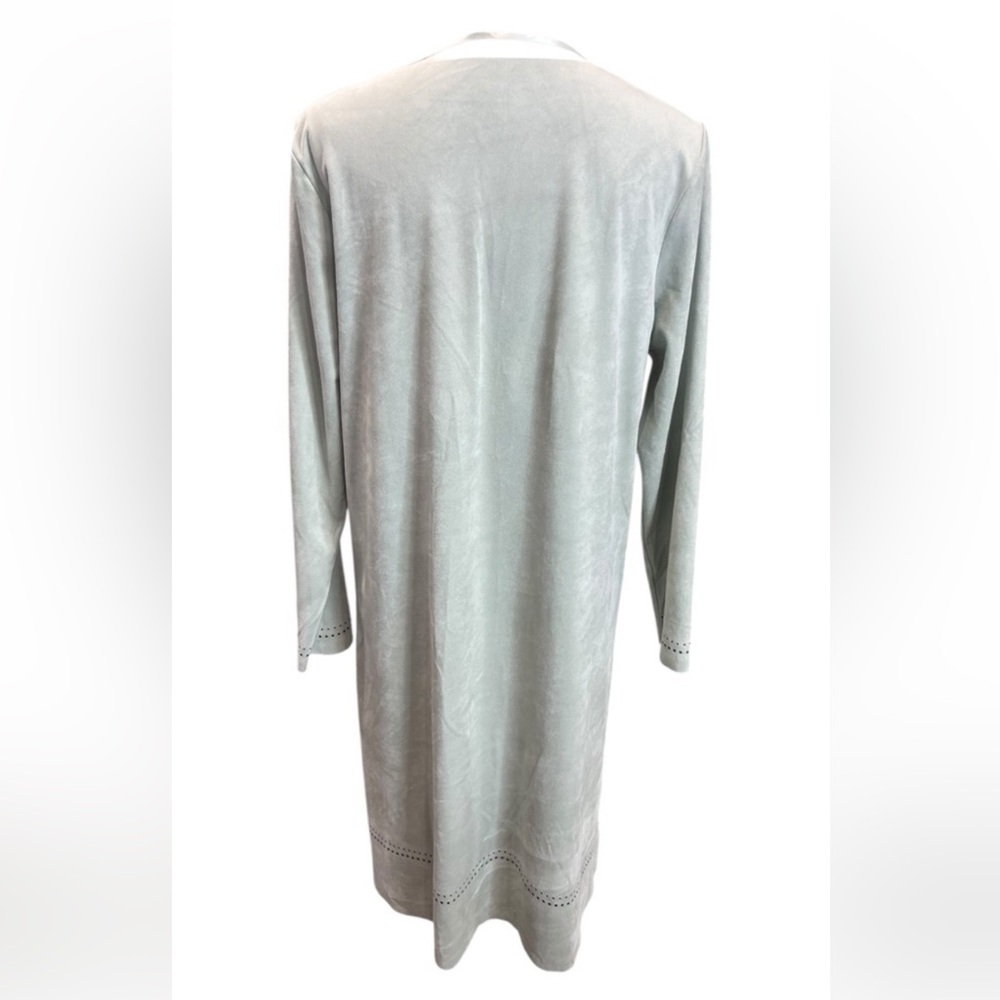 Soft Surroundings Sage Green Velvet Embellished Long Sleeve Dress Medium NWT - Picture 3 of 12